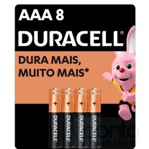 Pilha Alcalina Palito AAA c/8 - Duracell