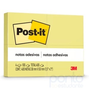 Bloco de Notas Adesivas Post-it c/ 4 38x50 Amarelo