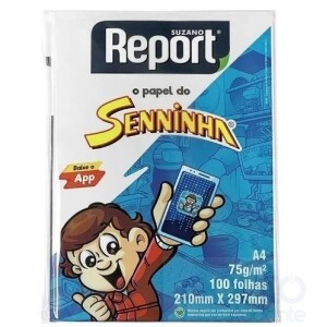 Papel Sulfite A4 75g/m² Report Seninha Branco C/ 100 Folhas