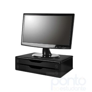 Suporte Para Monitor 2gavetas 38x25x11 Mdf Black Pi Souza