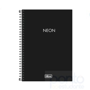Caderno Tilibra Espiral 1/4 Capa Plástica Preto Neon 80fls Sem Pauta