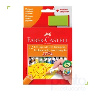 Lápis Cor Faber Castell Jumbo 12 Cores com Apontador